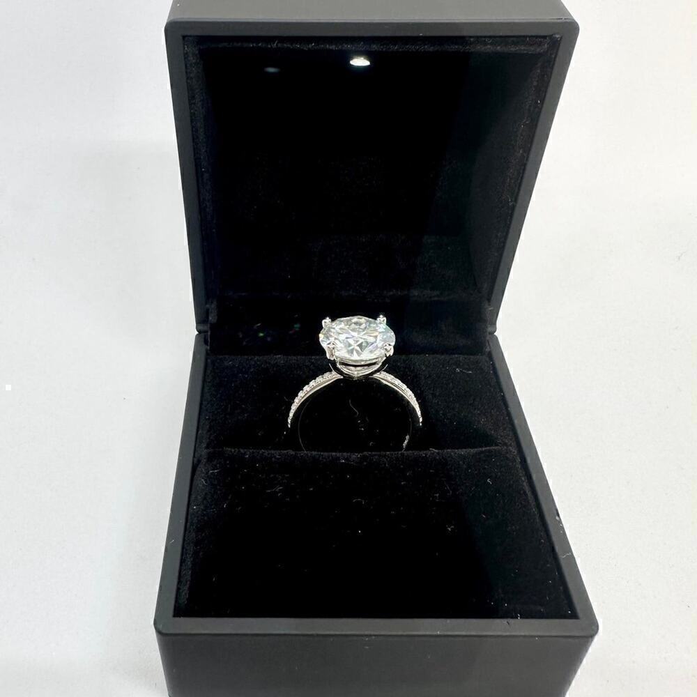 Moissanite Diamond Ring 3 Ct Engagement Wedding Round Cut Solitaire GRA Size 6 - Picture 7 of 11